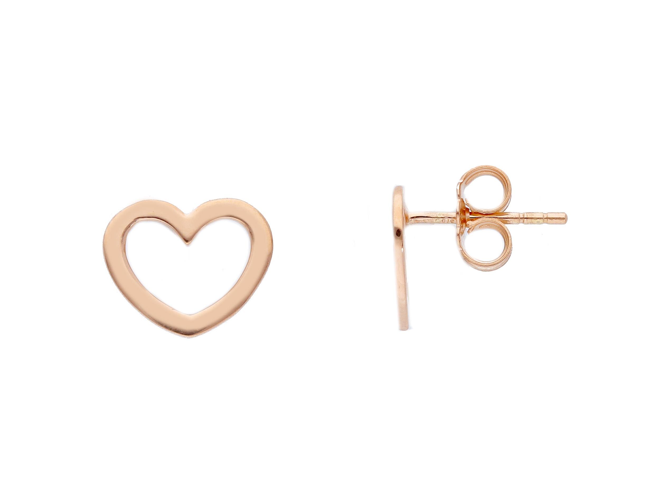Rose gold heart earrings 9k with zircon (code S234991)